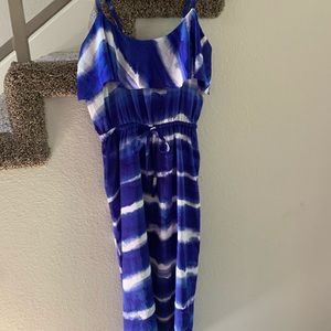 Blue dress with white accents